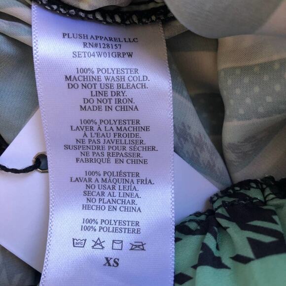 Plush Revolve green patchwork Silky Scrunchie pajama set NEW sz XS - Picture 8 of 12